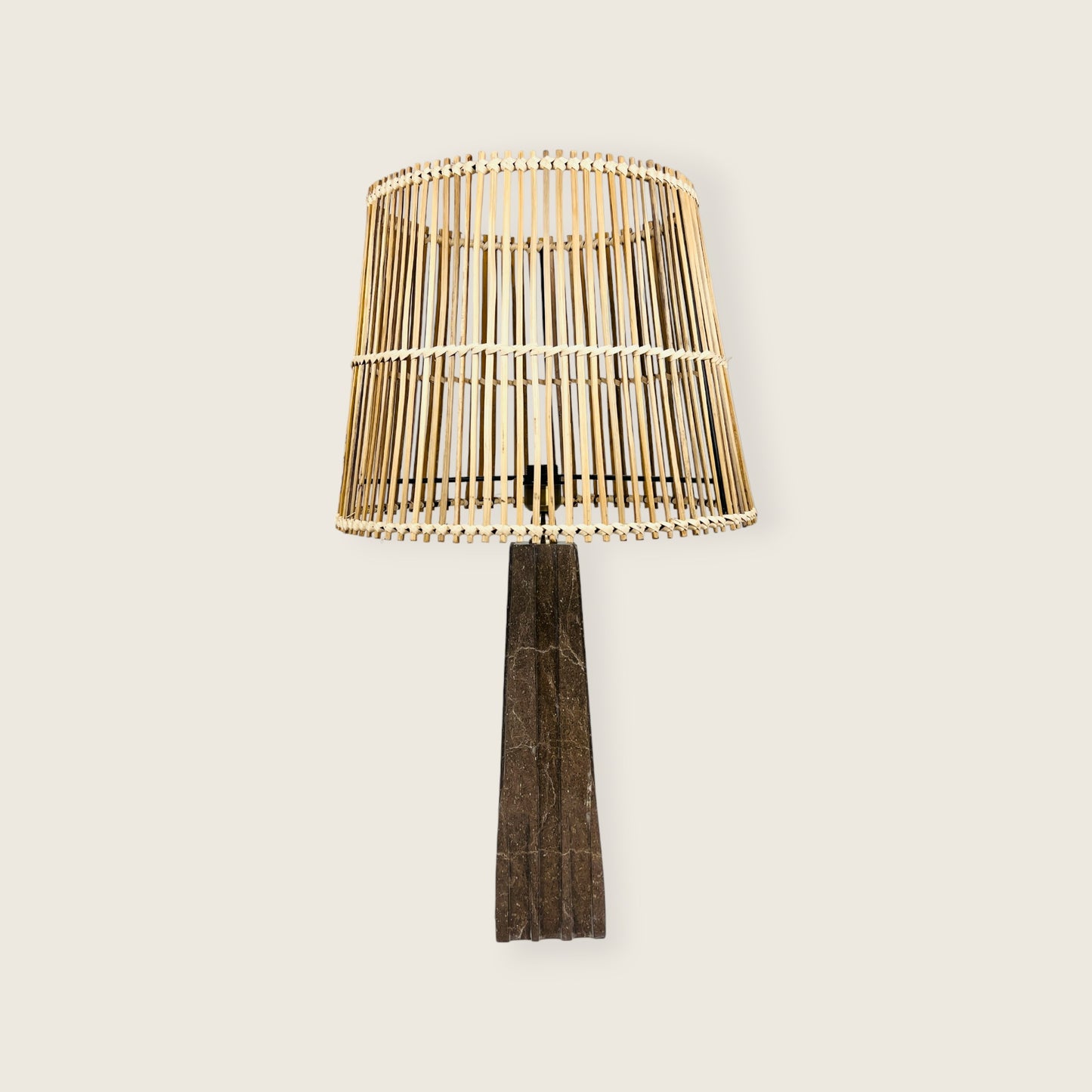 Ribbed Table Lamp - Brown