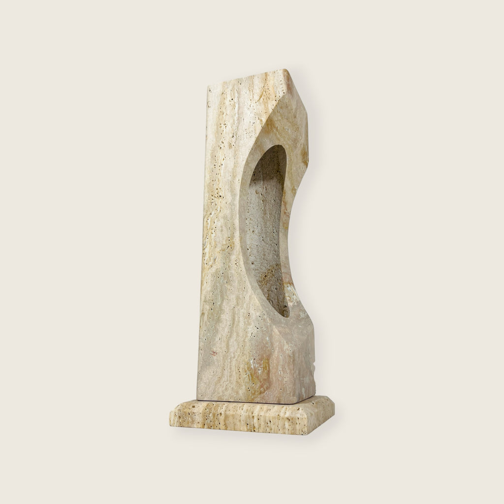 Irregular Crescent Travertine Table Lamp