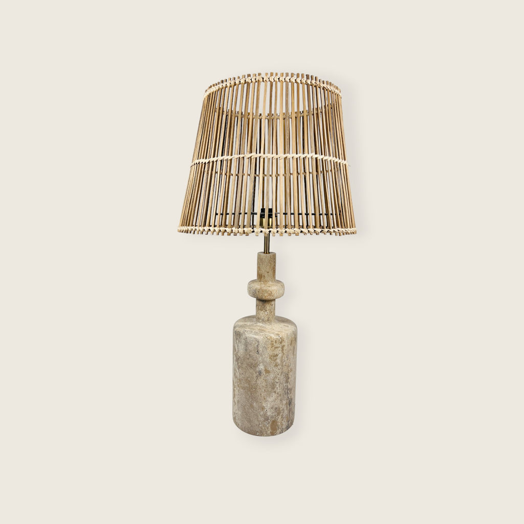 Textured Bottleneck Travertine Table Lamp