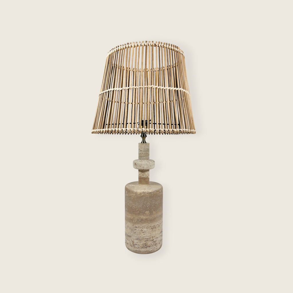 Rugged Travertine Bottleneck Table Lamp