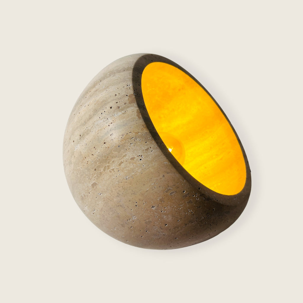 Travertine Stone Globe Lamp