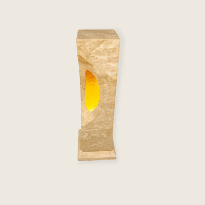 Hollowed Crescent Lamp - Travertine