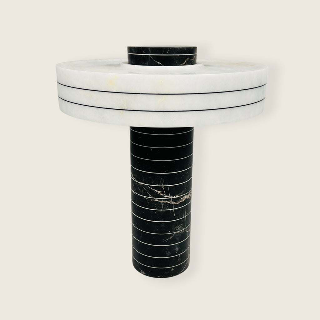 Black and White Pinstripe Table Lamp