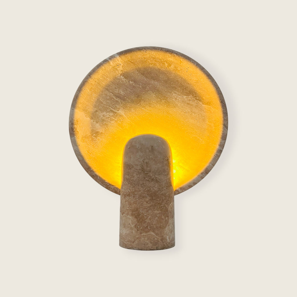 Glow Disc Travertine Table Lamp