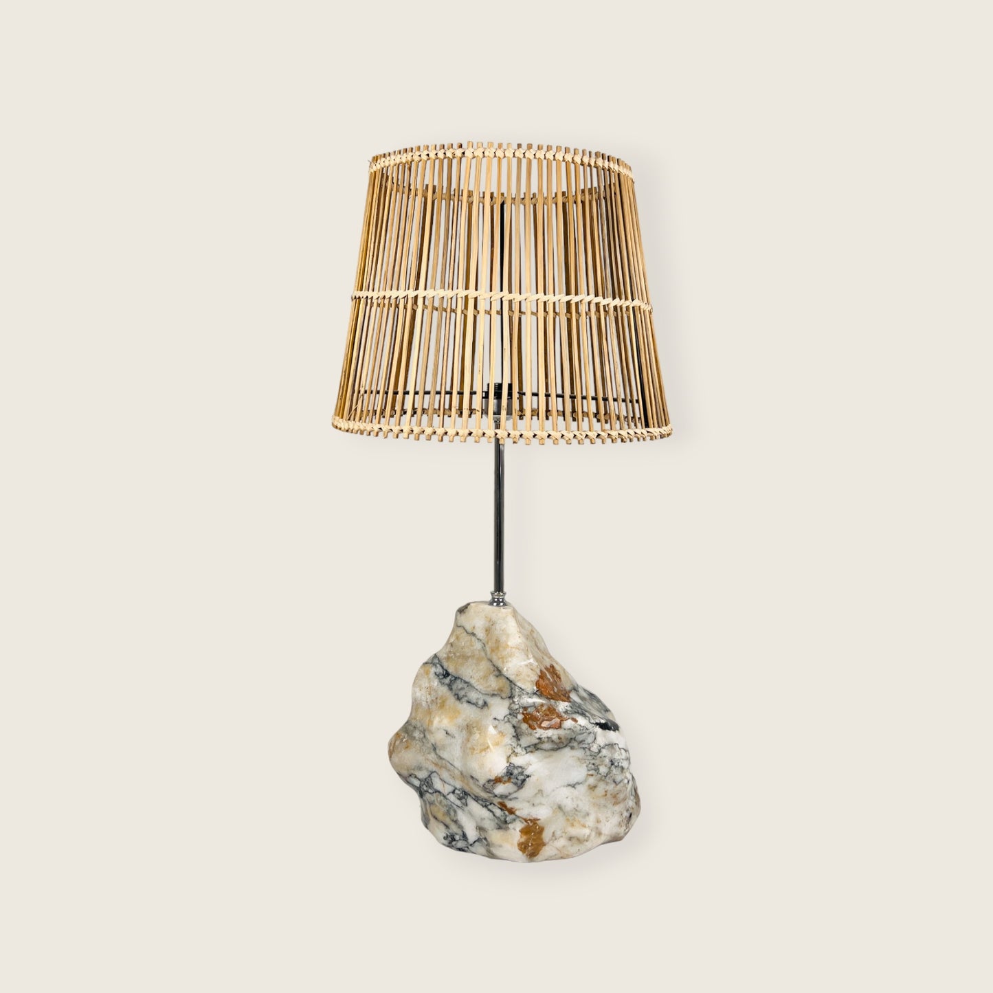 Tall Stone Lamp - Red & White