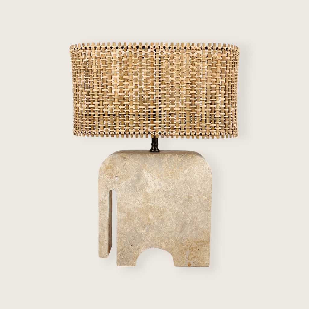 Trunk Glow Splotched Travertine Lamp