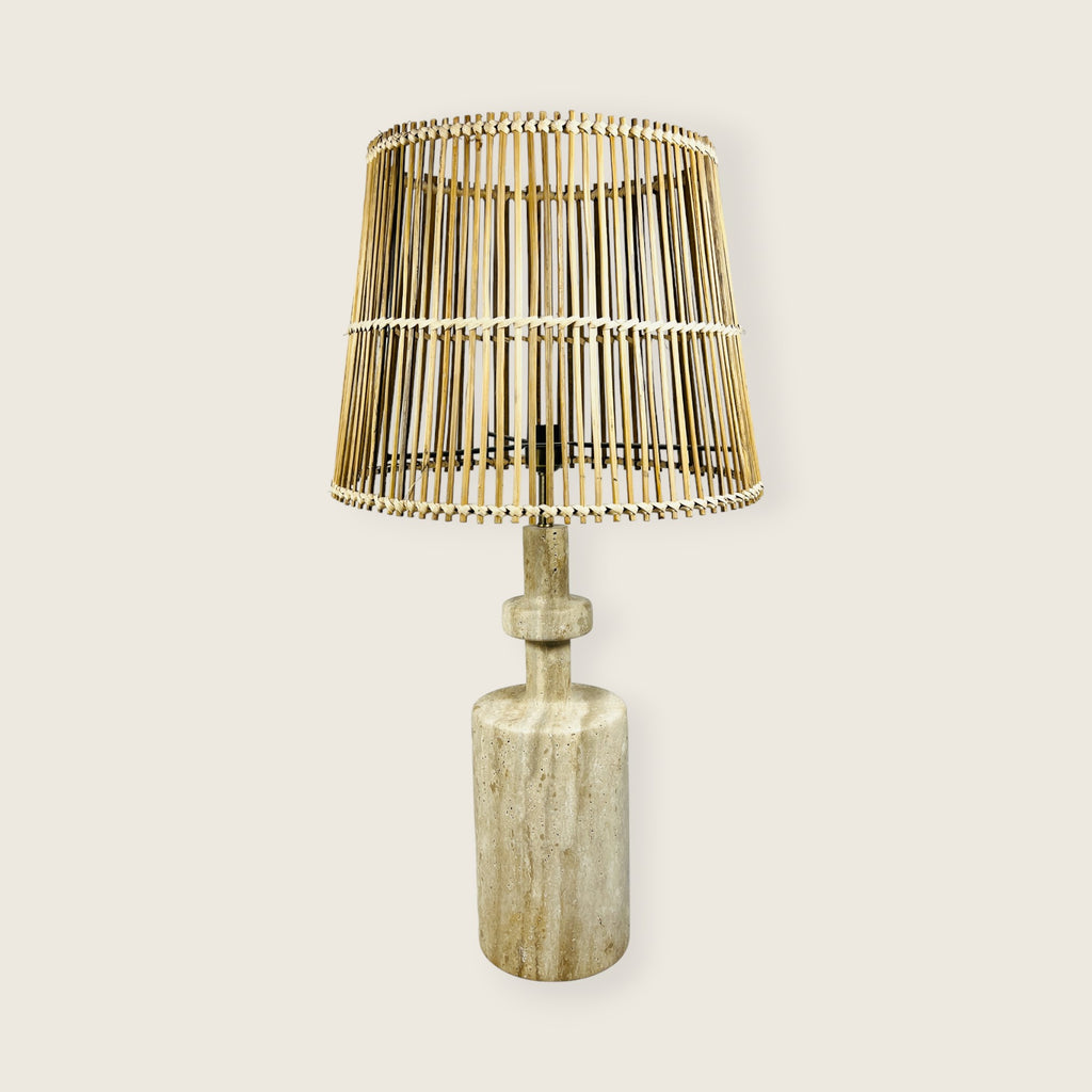 Travertine Bottleneck Shaded Lamp