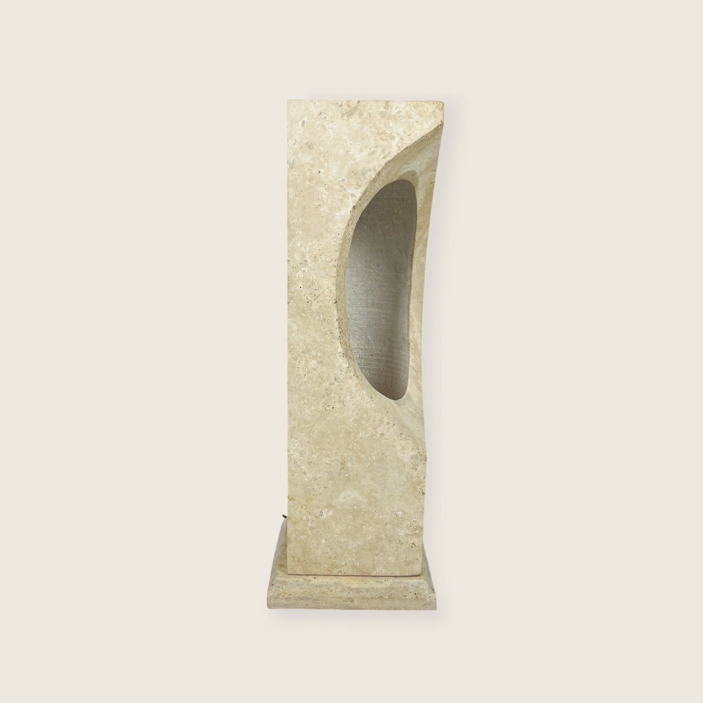 Hollowed Crescent Lamp - Travertine