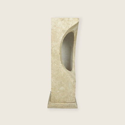 Hollowed Crescent Lamp - Travertine