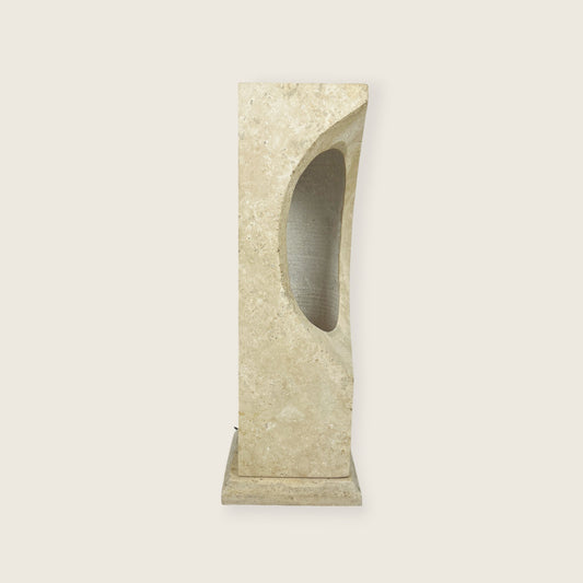 Hollowed Crescent Lamp - Travertine