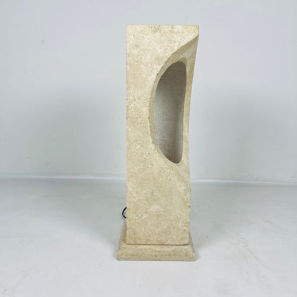 Hollowed Crescent Lamp - Travertine