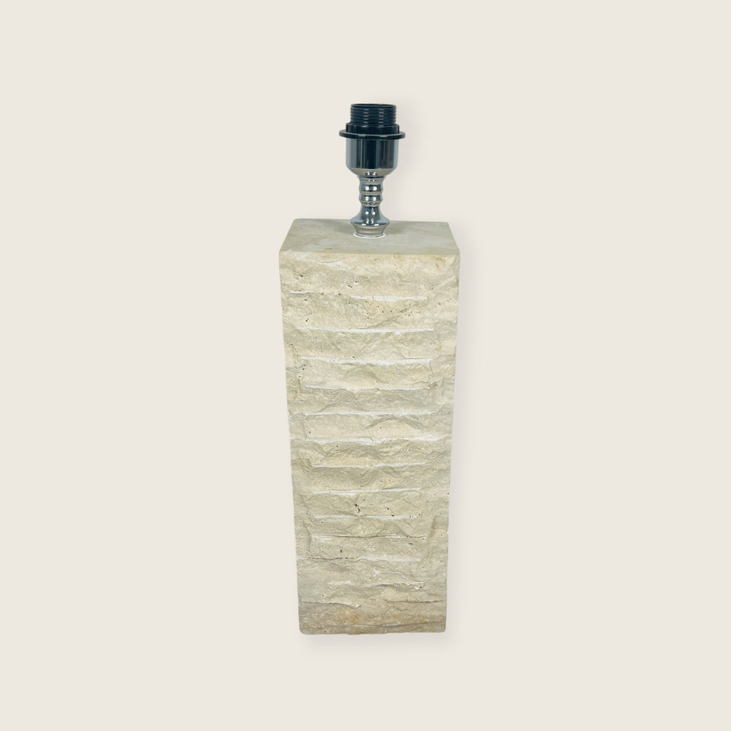 Sleek Travertine Shaded Table Lamp