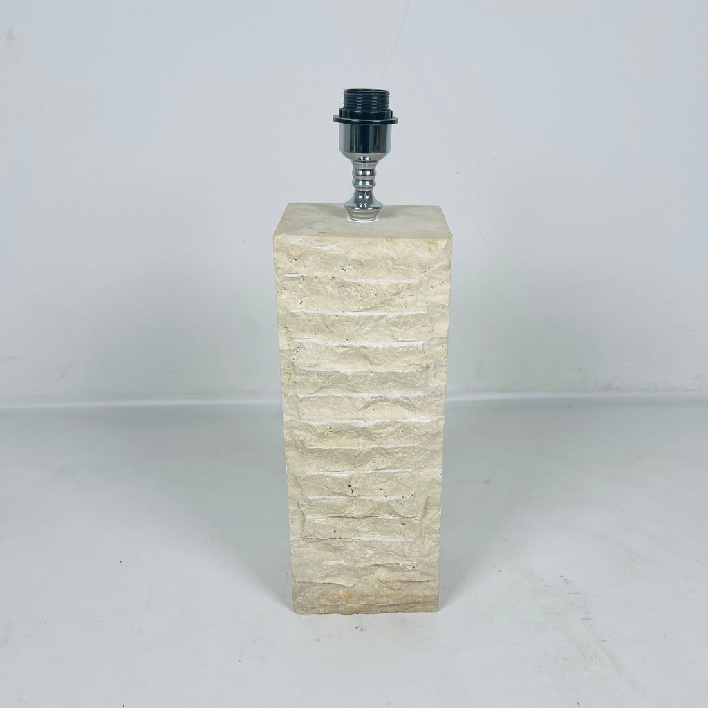 Sleek Travertine Shaded Table Lamp