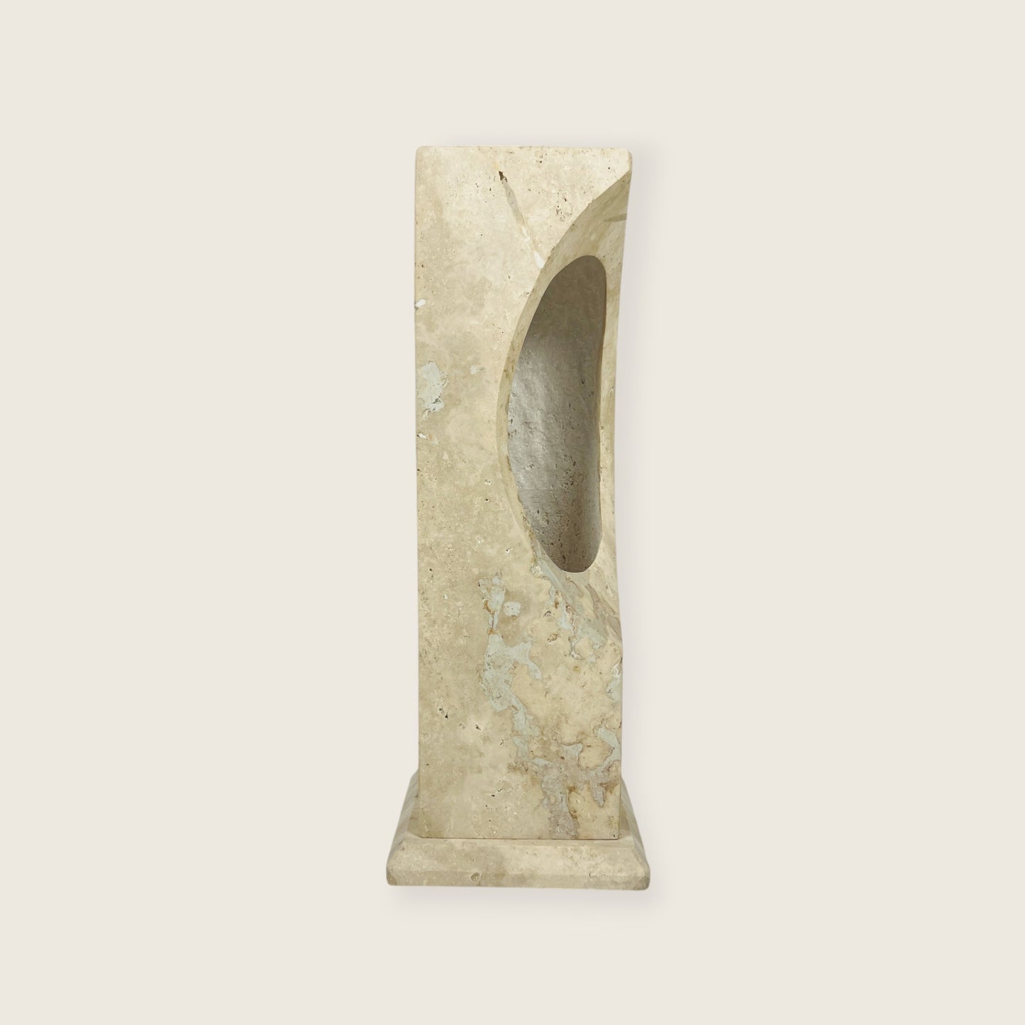 Hollowed Crescent Lamp - Travertine