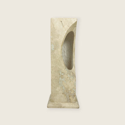 Hollowed Crescent Lamp - Travertine