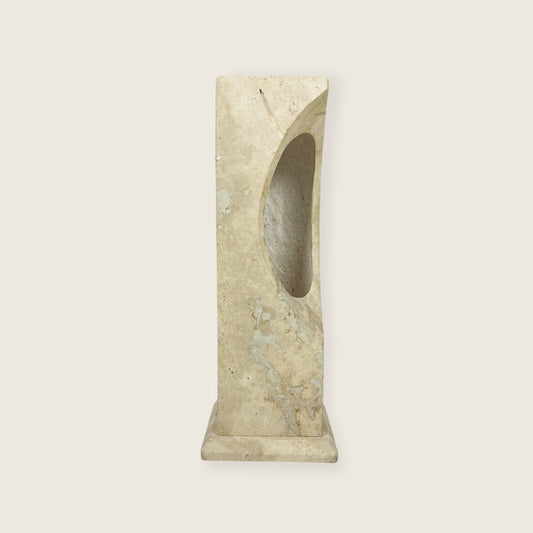 Hollowed Crescent Lamp - Travertine