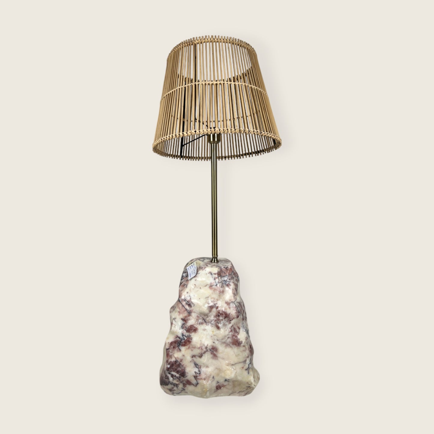 Tall Stone Base Lamp - Red & White