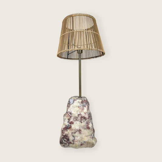 Tall Stone Base Lamp - Red & White