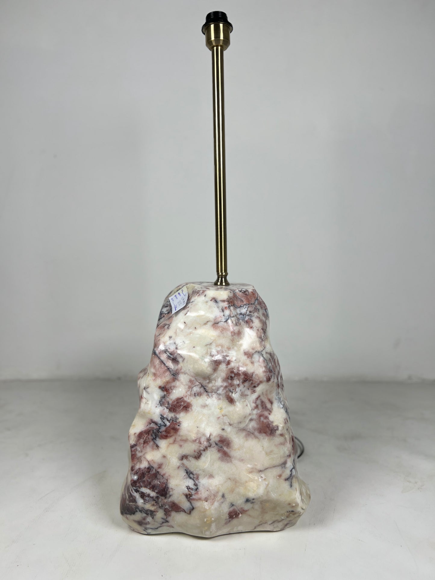 Tall Stone Base Lamp - Red & White