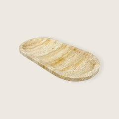 Beige Oval Travertine Tray