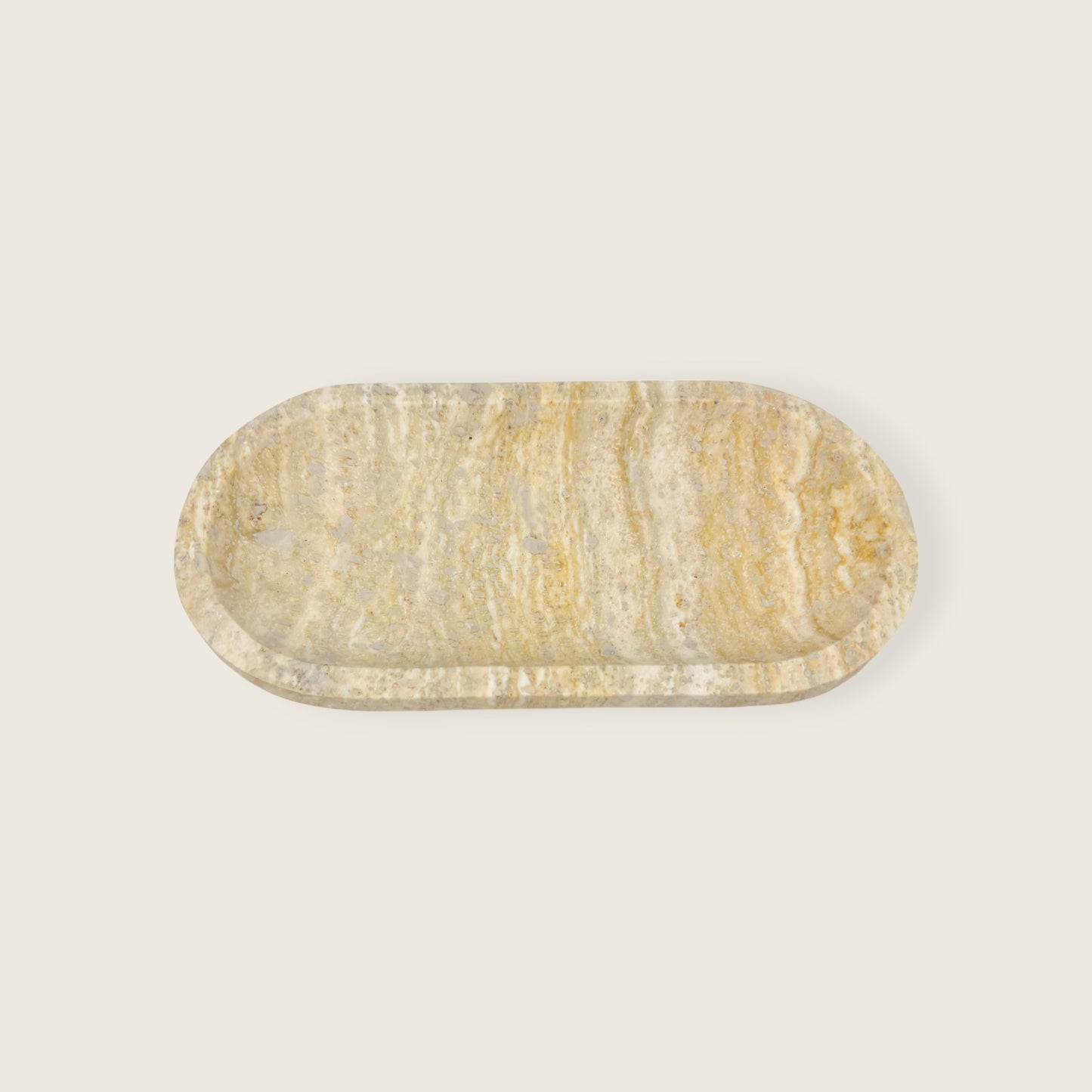 Beige Oval Travertine Tray