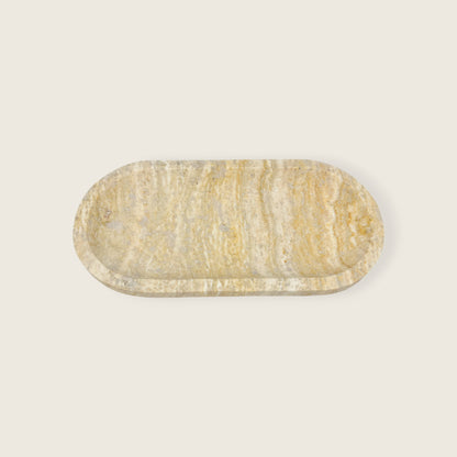 Beige Oval Travertine Tray