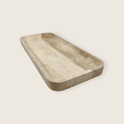 Beige Rectangle Travertine Tray
