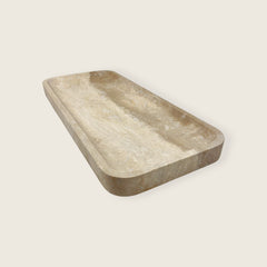 Beige Rectangle Travertine Tray