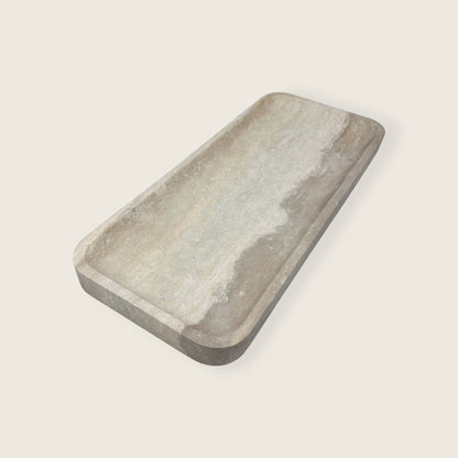 Beige Rectangle Travertine Tray