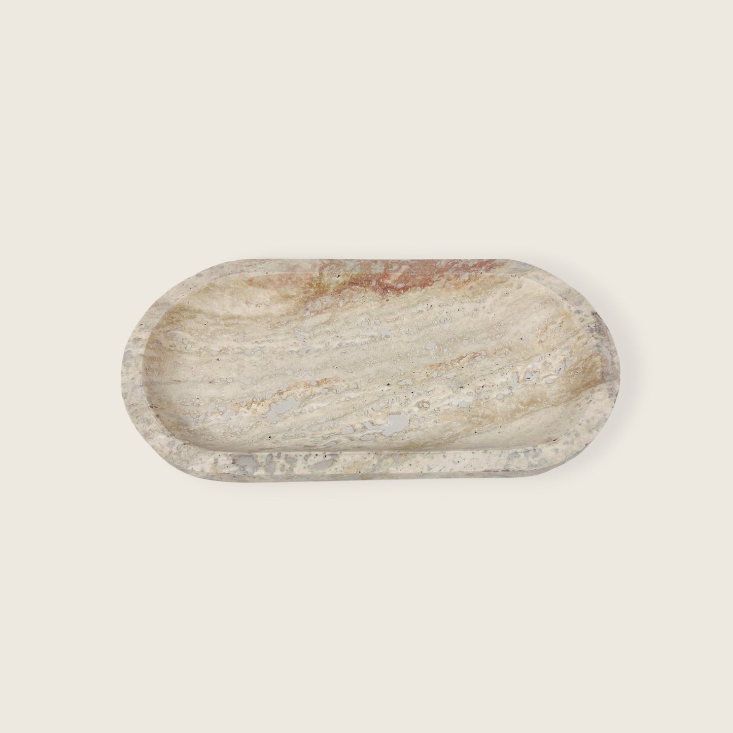 Travertine Oval Splotched Tray
