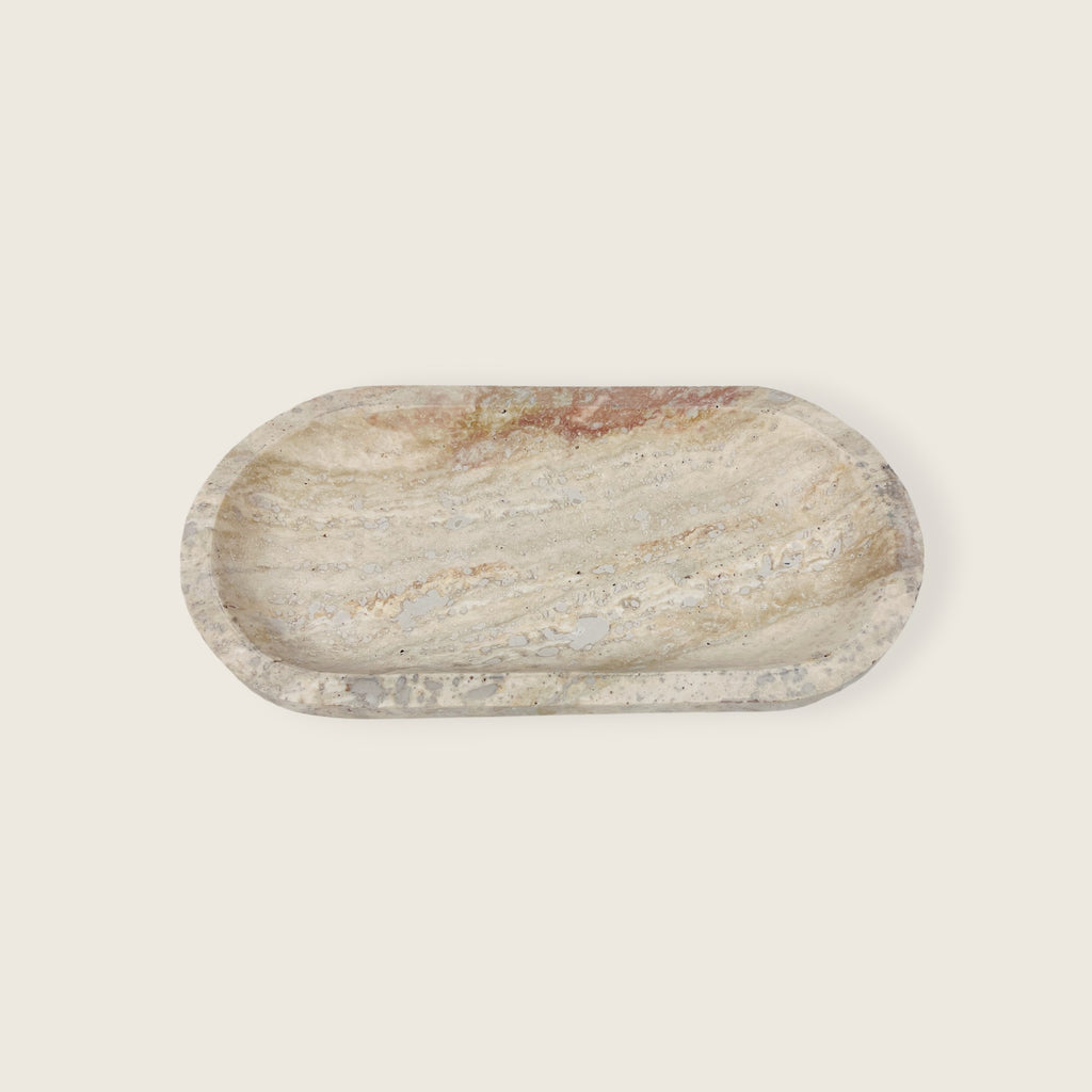 Travertine Oval Splotched Tray