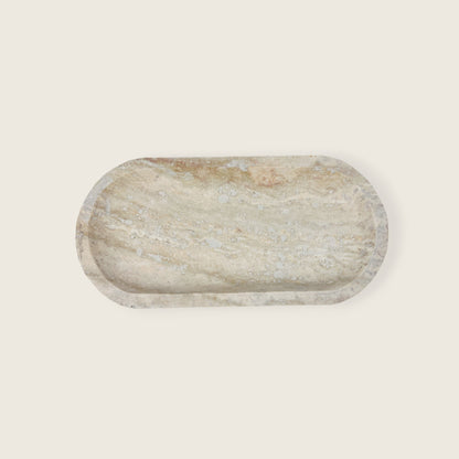 Travertine Oval Stroked Tray