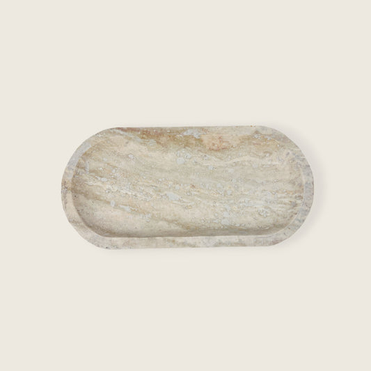 Travertine Oval Stroked Tray