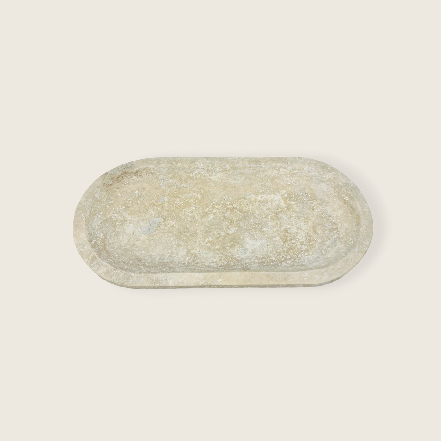 Travertine Oval Stroked Tray
