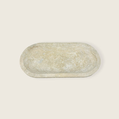 Travertine Oval Stroked Tray