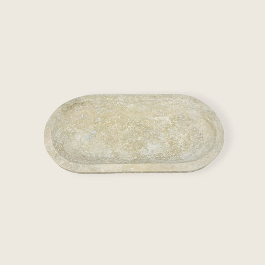 Travertine Oval Stroked Tray