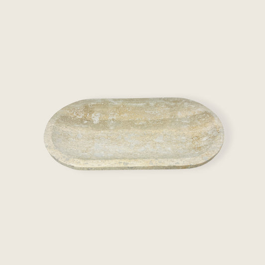 Travertine Oval Stroked Tray