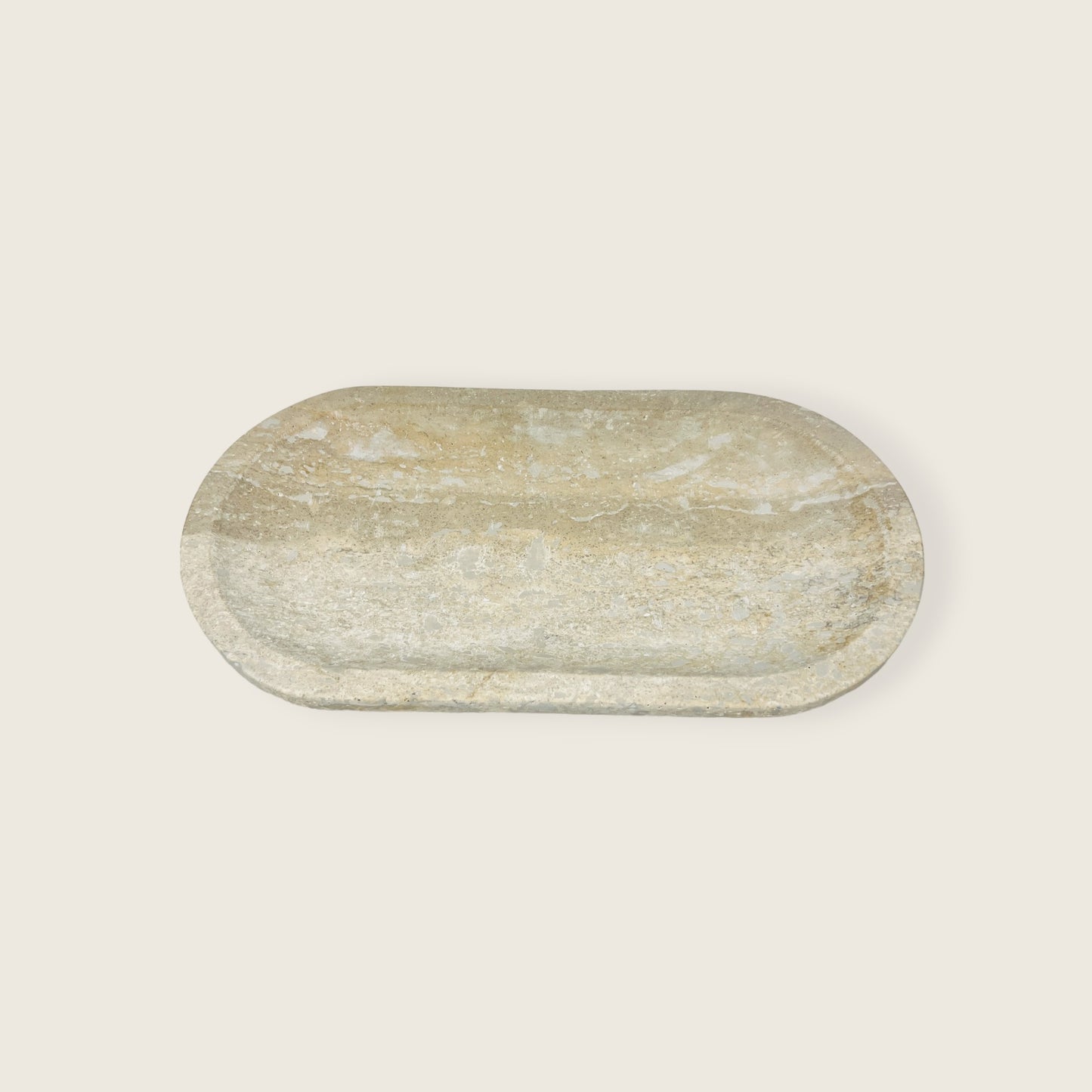 Travertine Oval Stroked Tray