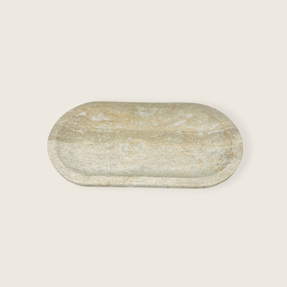 Travertine Oval Stroked Tray
