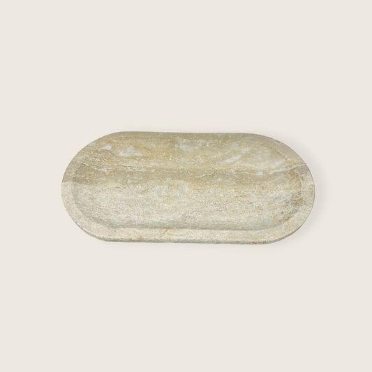 Travertine Oval Stroked Tray