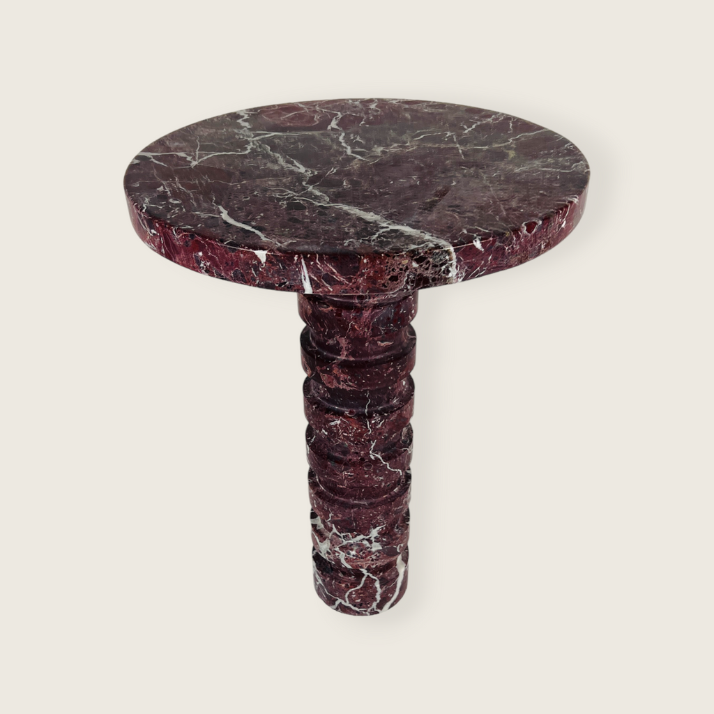 Marble Burgundy Webbed Side Table