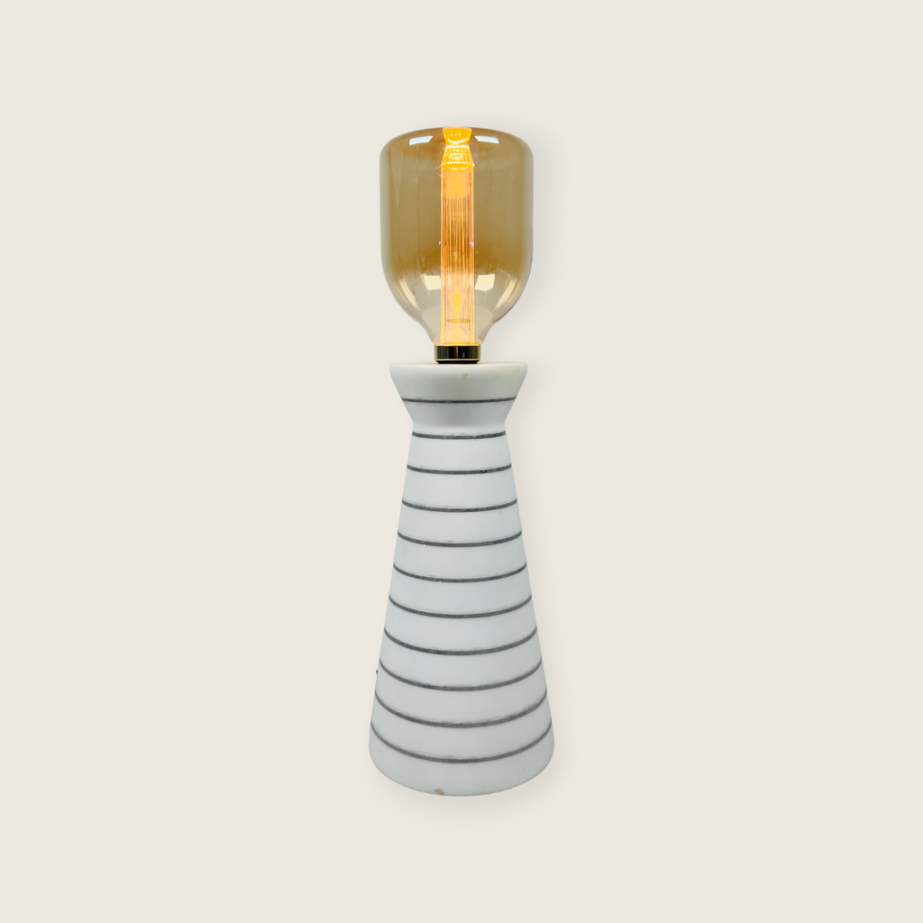 Upside Down Funnel Pinstriped Marble Table Lamp