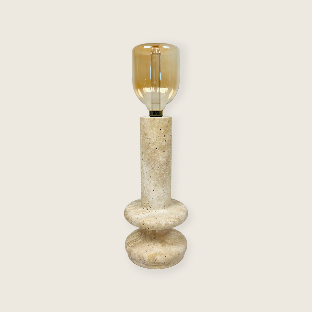 Ringed Bottom Travertine Table Lamp