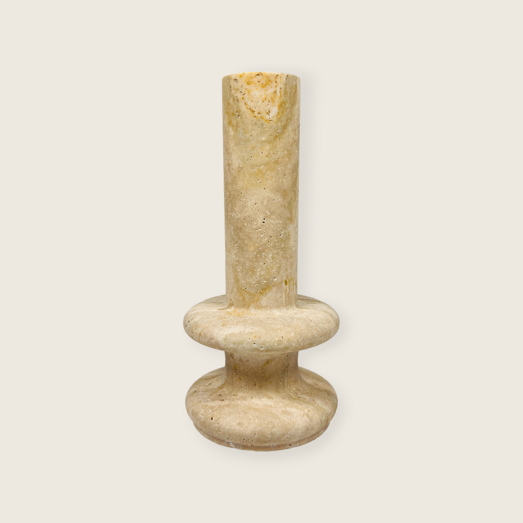 Double Ringed Bottom Travertine Table Lamp