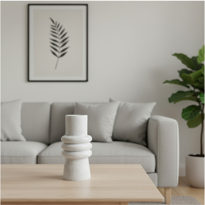 Ringed Marble Vase - Gray
