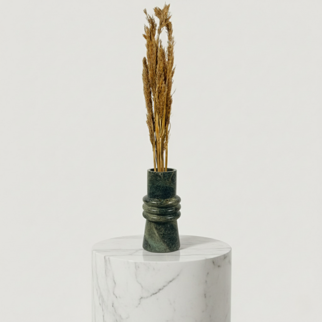 Ringed Marble Vase - Green
