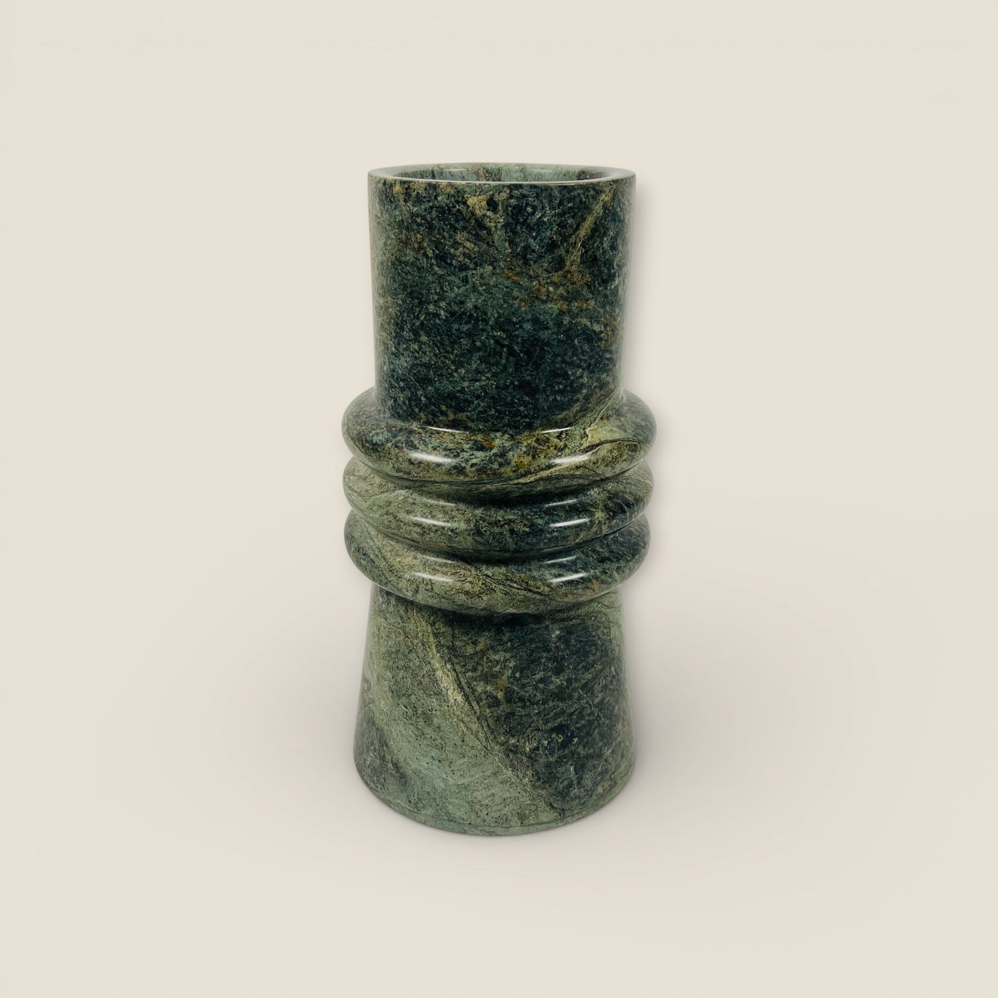 Ringed Marble Vase - Green