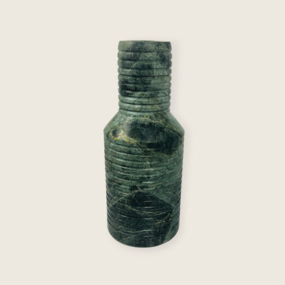 Grooved Marble Vase -Green