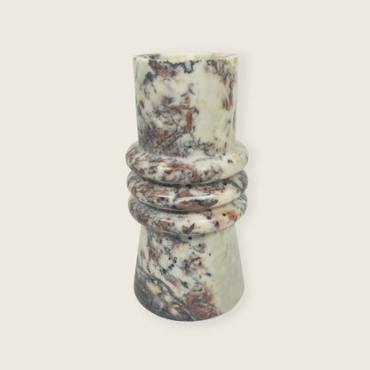 Ringed Marble Vase - Red & White