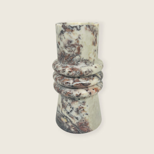 Ringed Marble Vase - Red & White